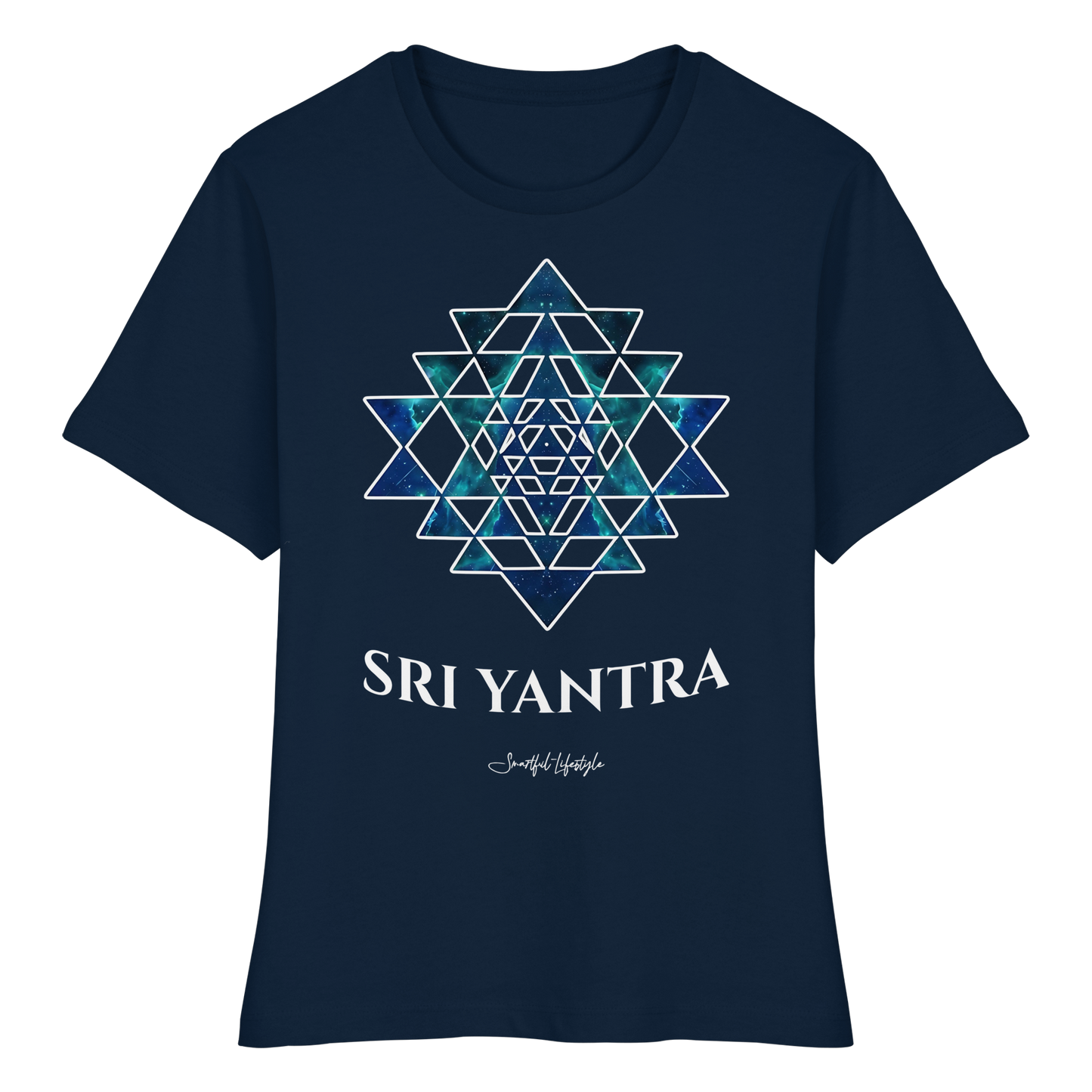 Slim T-Shirt (for Women) | Sri Yantra - Cosmic Blue