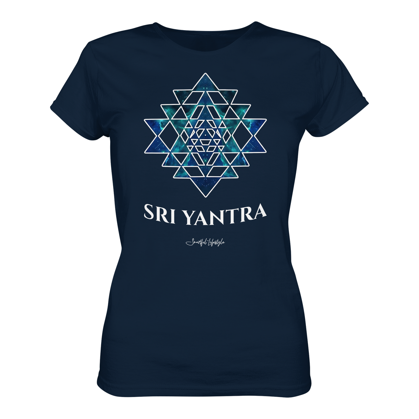 Organic T-Shirt (for Women) | Sri Yantra - Cosmic Blue