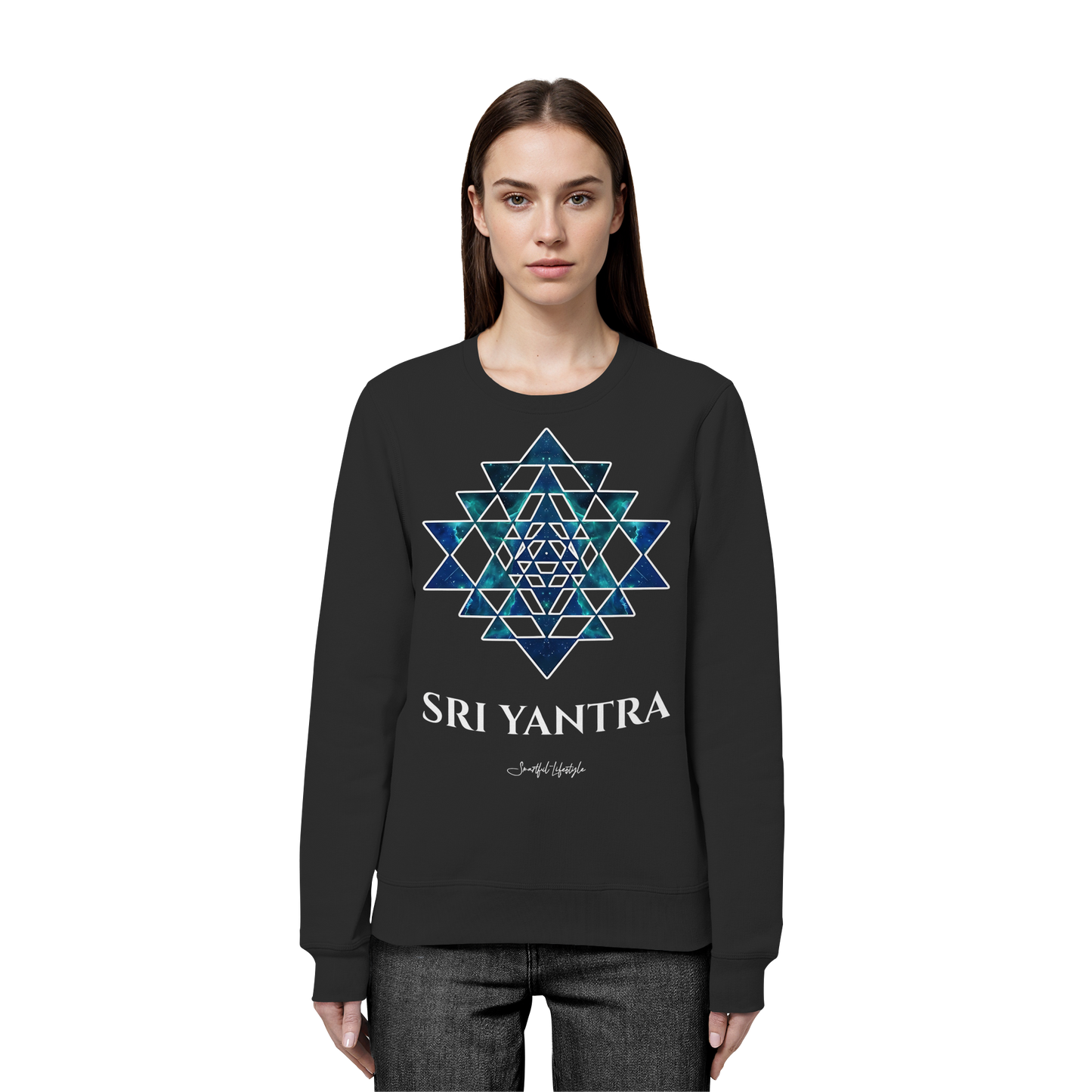 Organic Sweatshirt | Sri Yantra | Cosmic Blue ☆