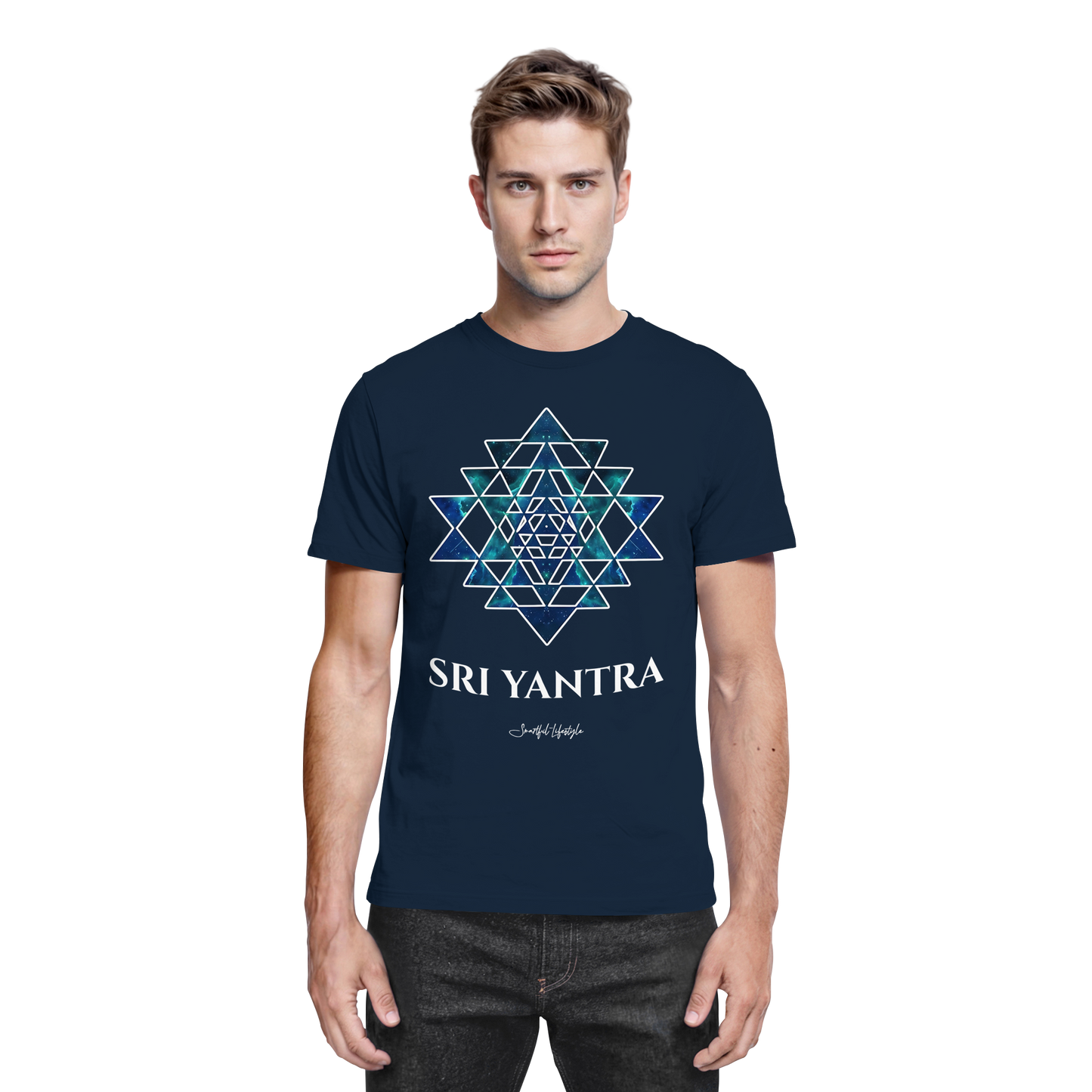 Core T-Shirt | Sri Yantra – Cosmic Blue ☆
