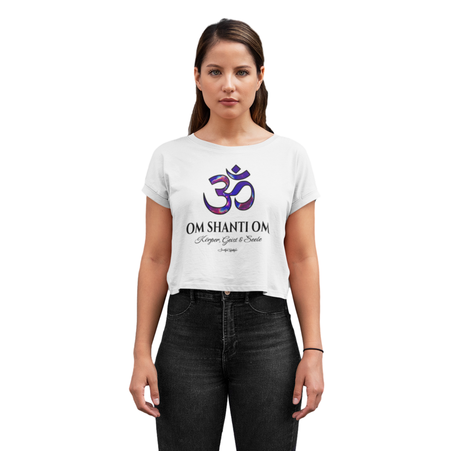Cropped T-Shirt (for Women) | OM Shanti Om | Körper, Geist & Seele