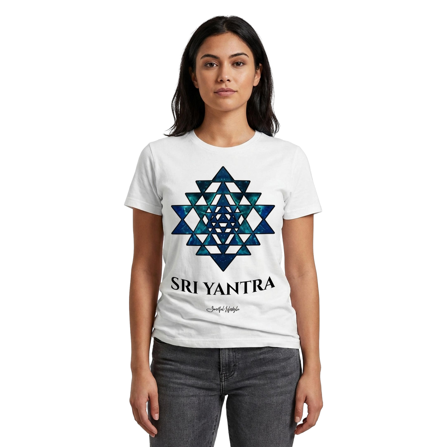 Pure T-Shirt | Sri Yantra – Cosmic Blue ☆