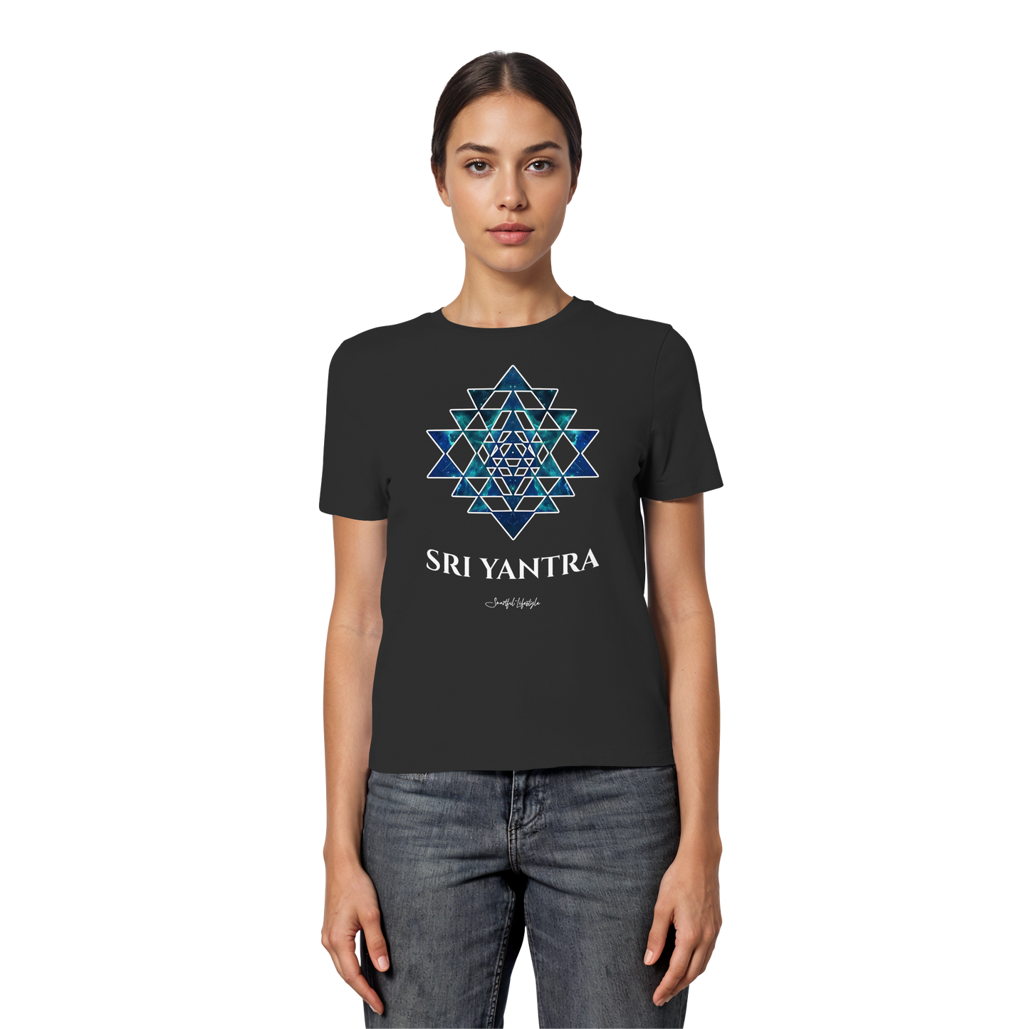Slim T-Shirt (for Women) | Sri Yantra - Cosmic Blue