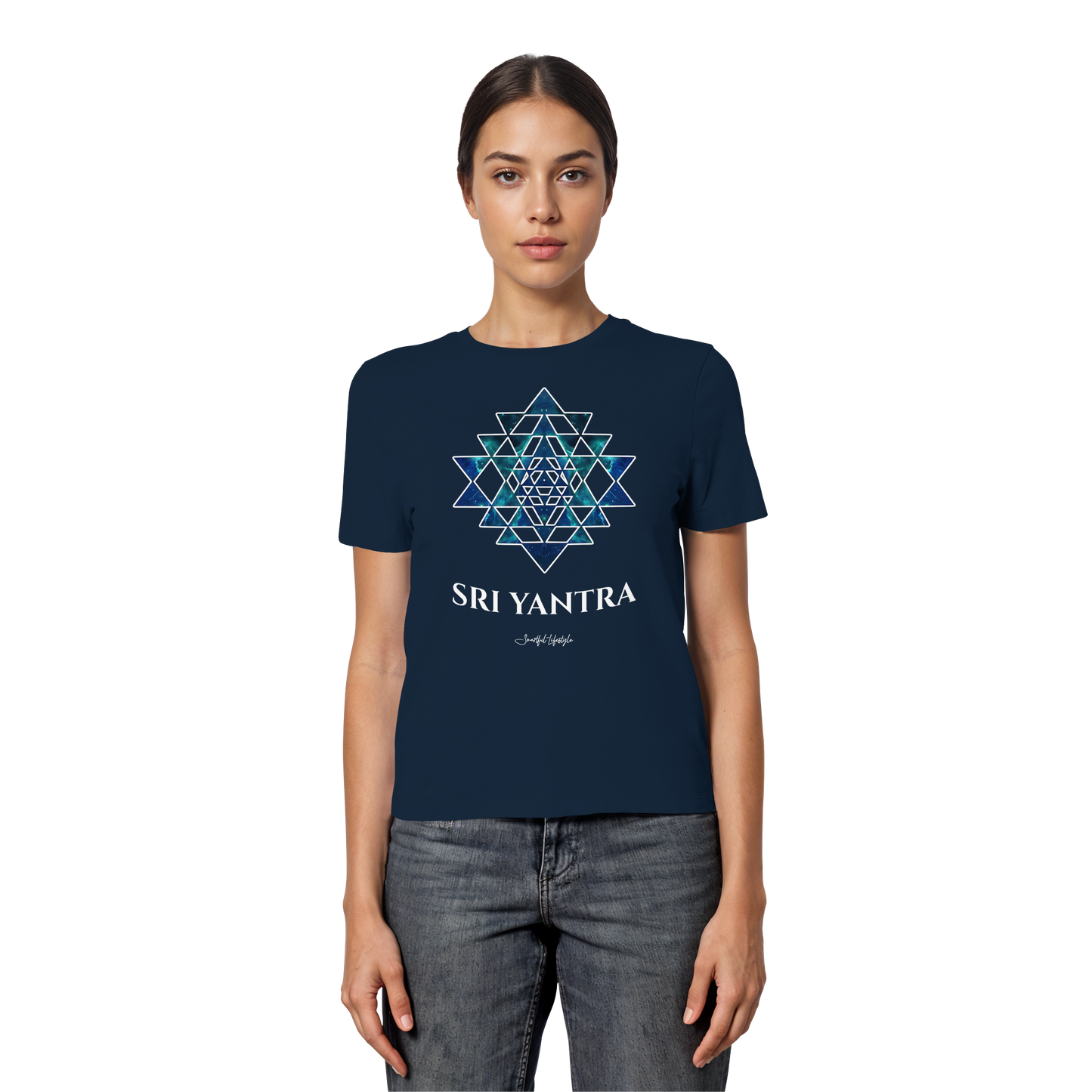 Slim T-Shirt (for Women) | Sri Yantra - Cosmic Blue