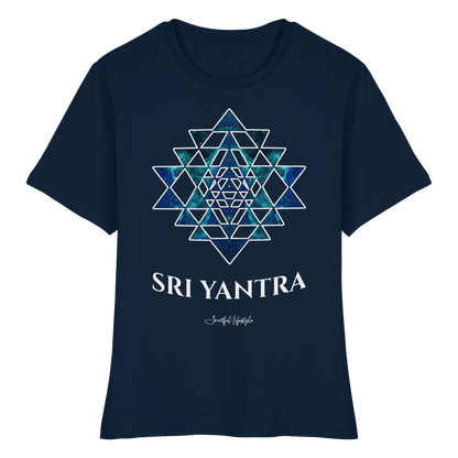 Slim T-Shirt (for Women) | Sri Yantra - Cosmic Blue ☆