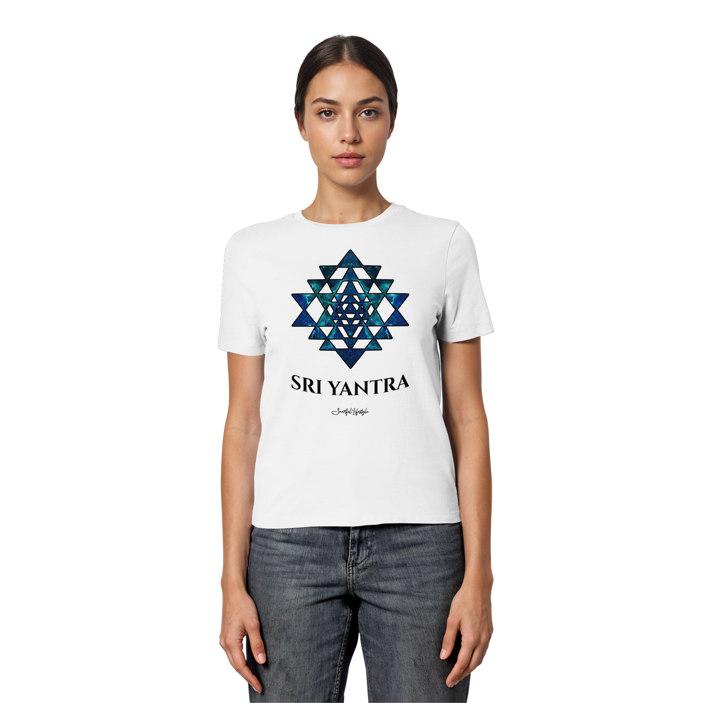 Slim T-Shirt (for Women) | Sri Yantra - Cosmic Blue