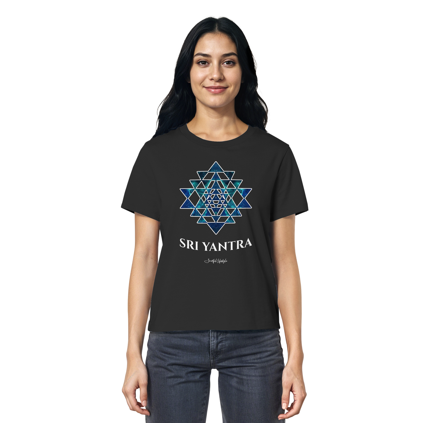 Organic T-Shirt (for Women) | Sri Yantra - Cosmic Blue
