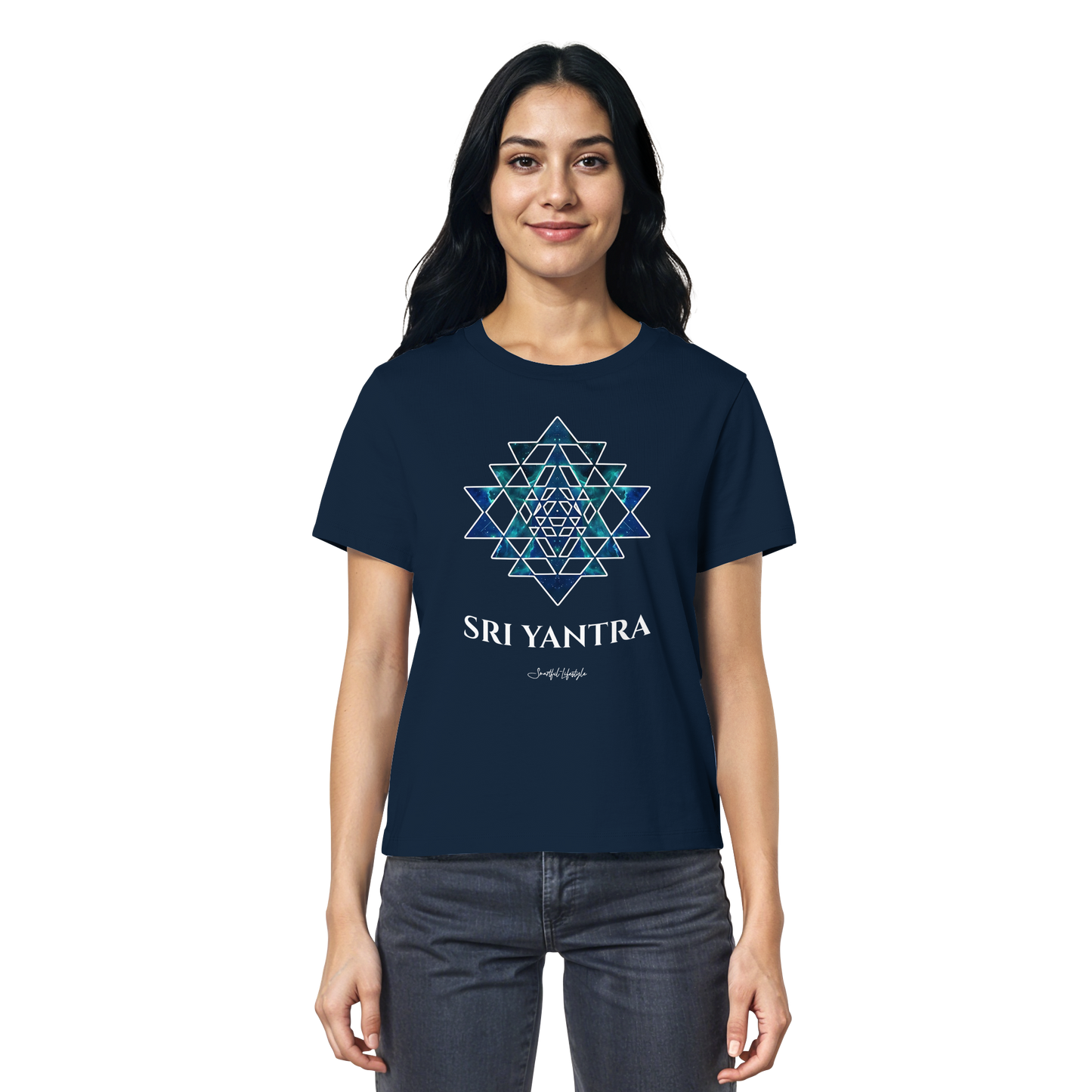 Organic T-Shirt (for Women) | Sri Yantra - Cosmic Blue