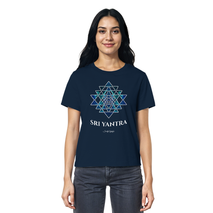 Organic T-Shirt (for Women) | Sri Yantra - Cosmic Blue