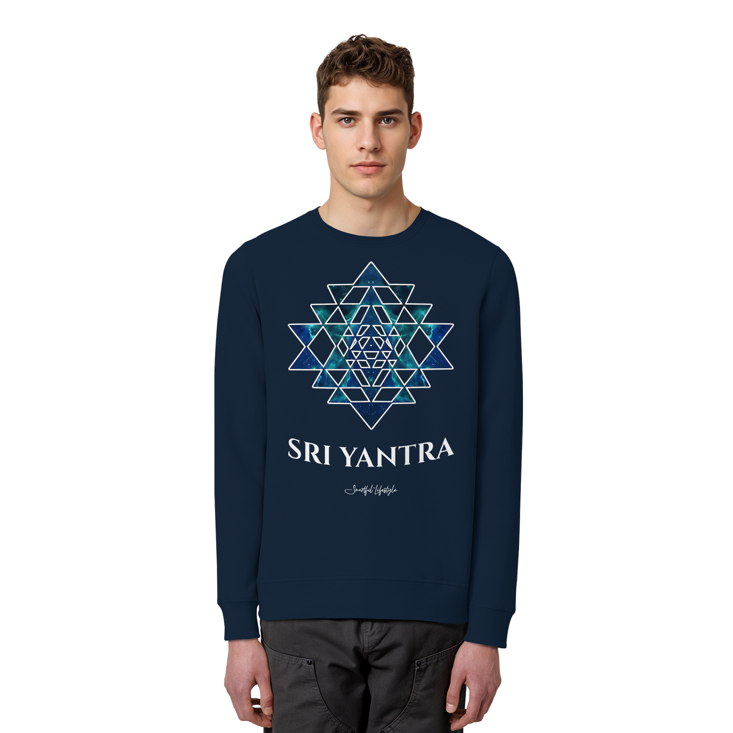 Organic Sweatshirt | Sri Yantra | Cosmic Blue ☆