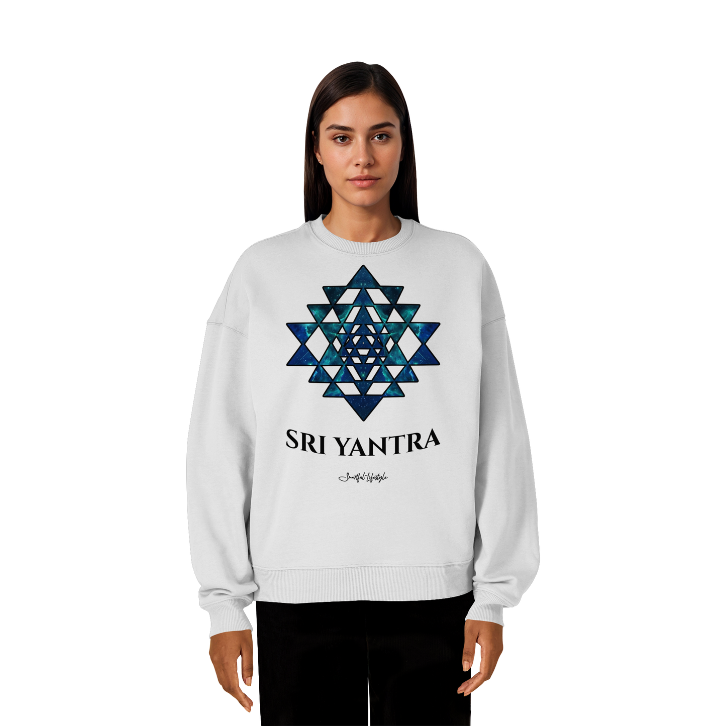 Oversized Eco Sweatshirt | Sri Yantra | Cosmic Blue ☆