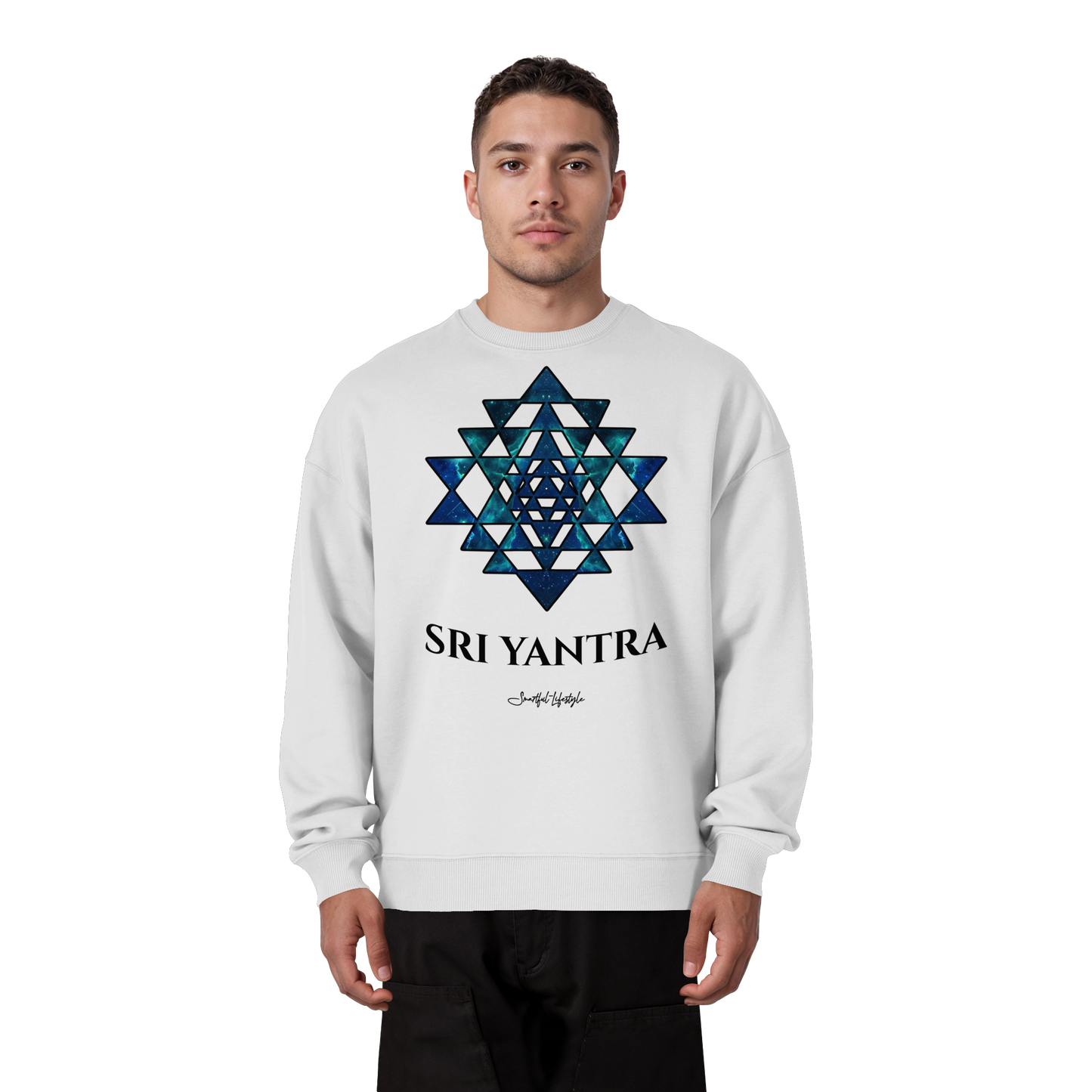 Oversized Eco Sweatshirt | Sri Yantra | Cosmic Blue ☆
