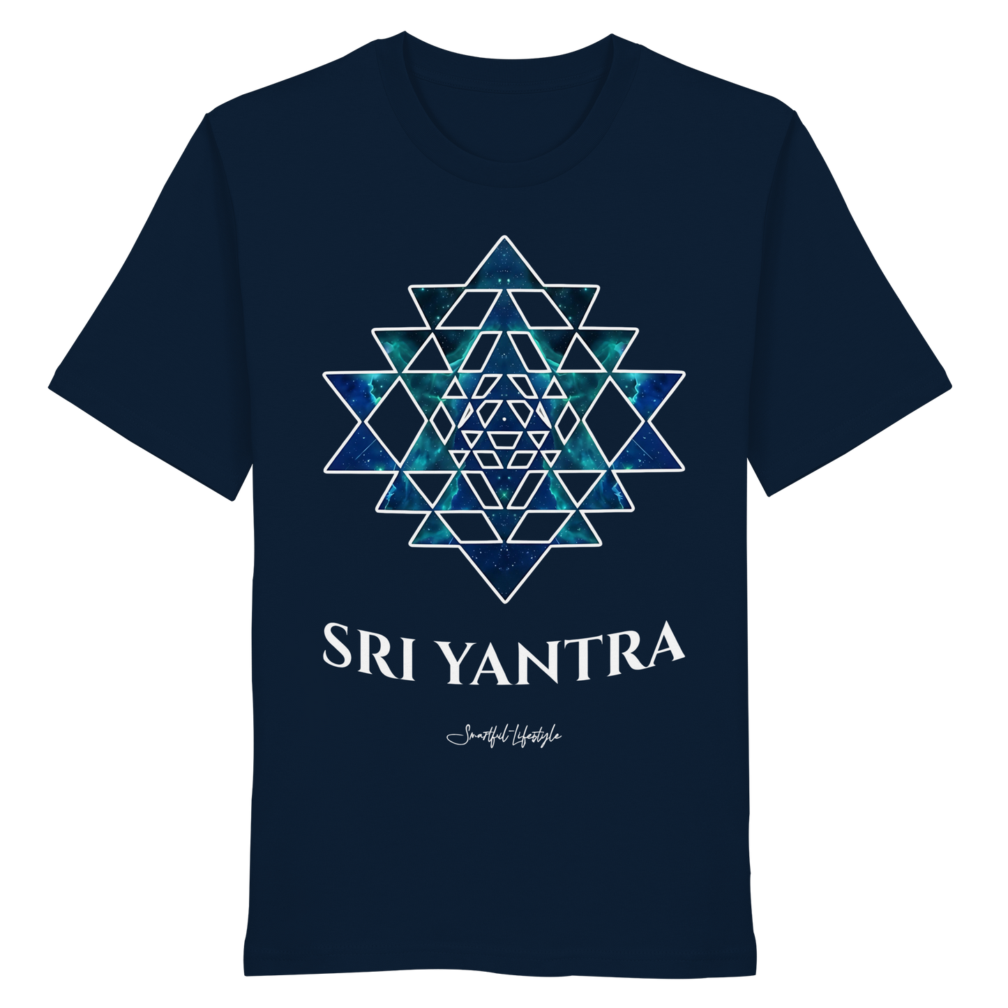 Eco T-Shirt | Sri Yantra – Cosmic Blue ☆