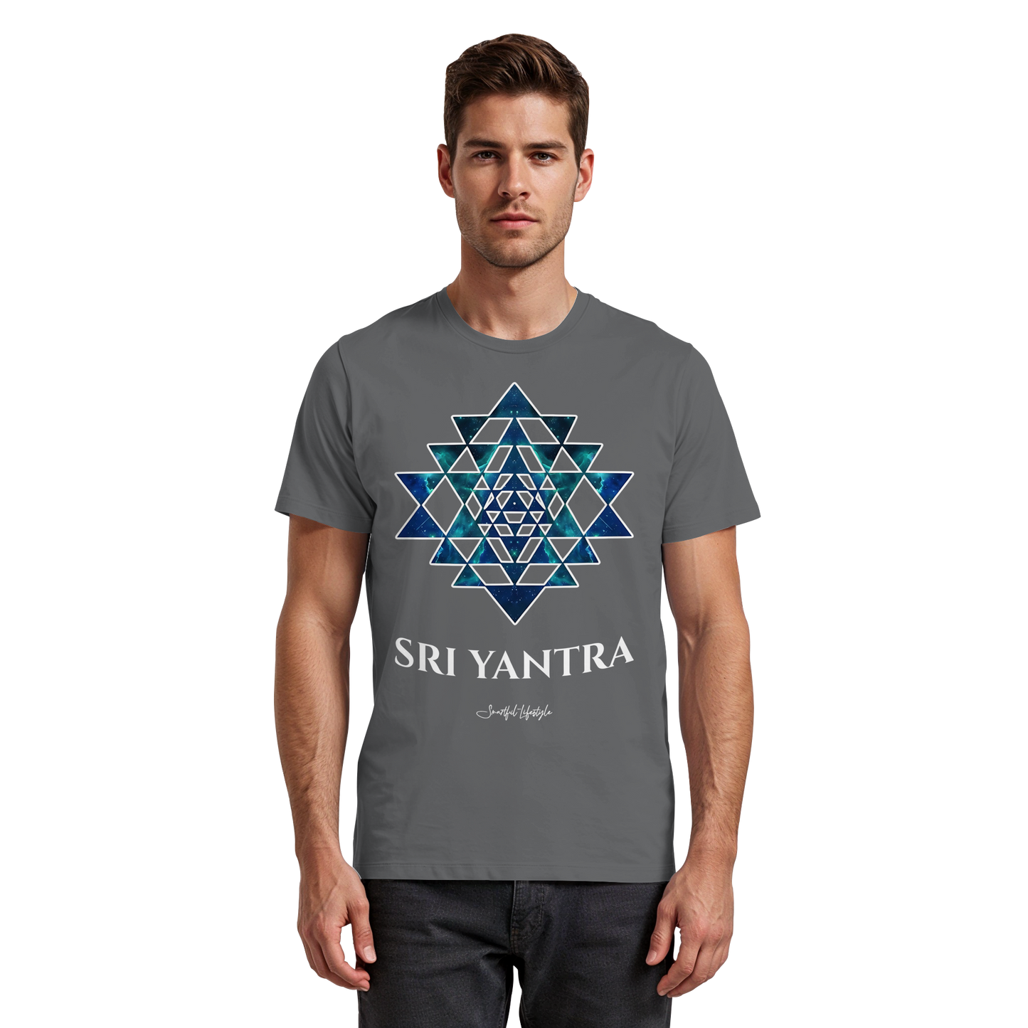 Pure T-Shirt | Sri Yantra – Cosmic Blue ☆
