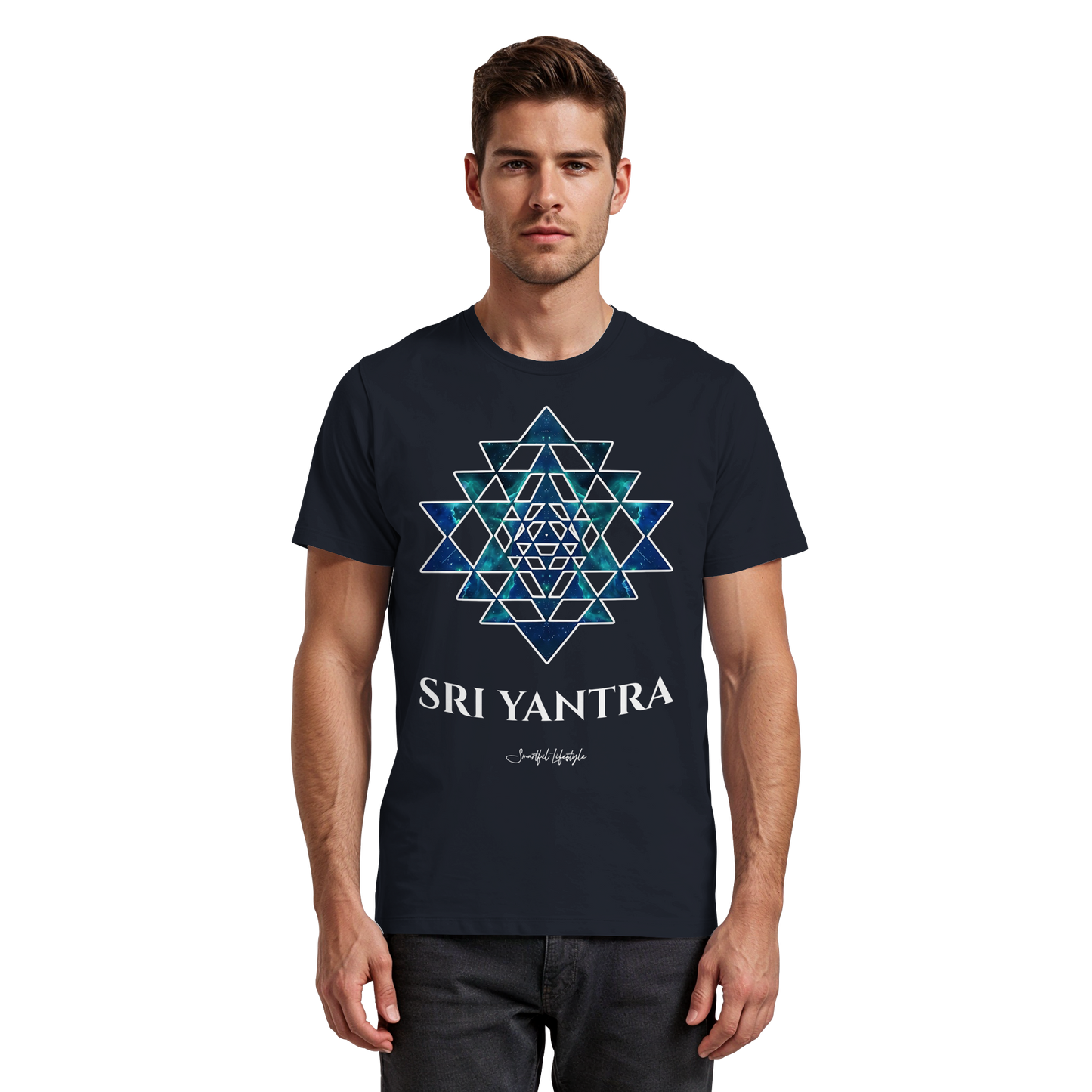 Pure T-Shirt | Sri Yantra – Cosmic Blue ☆