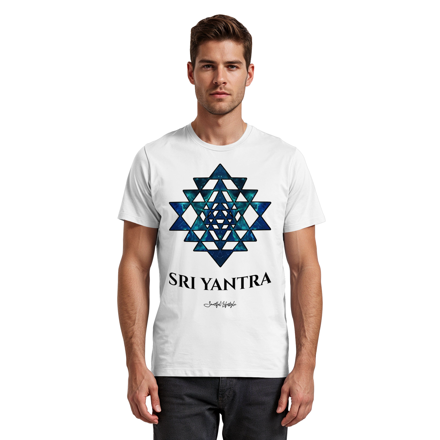 Pure T-Shirt | Sri Yantra – Cosmic Blue ☆