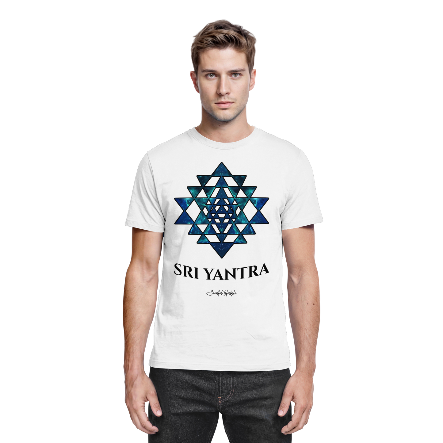 Core T-Shirt | Sri Yantra – Cosmic Blue ☆