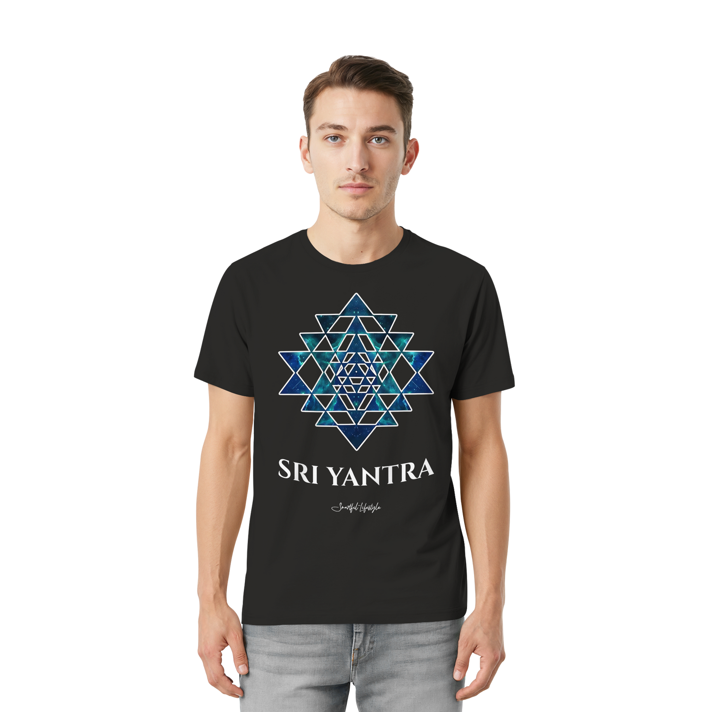 Stretch T-Shirt | Sri Yantra – Cosmic Blue ☆