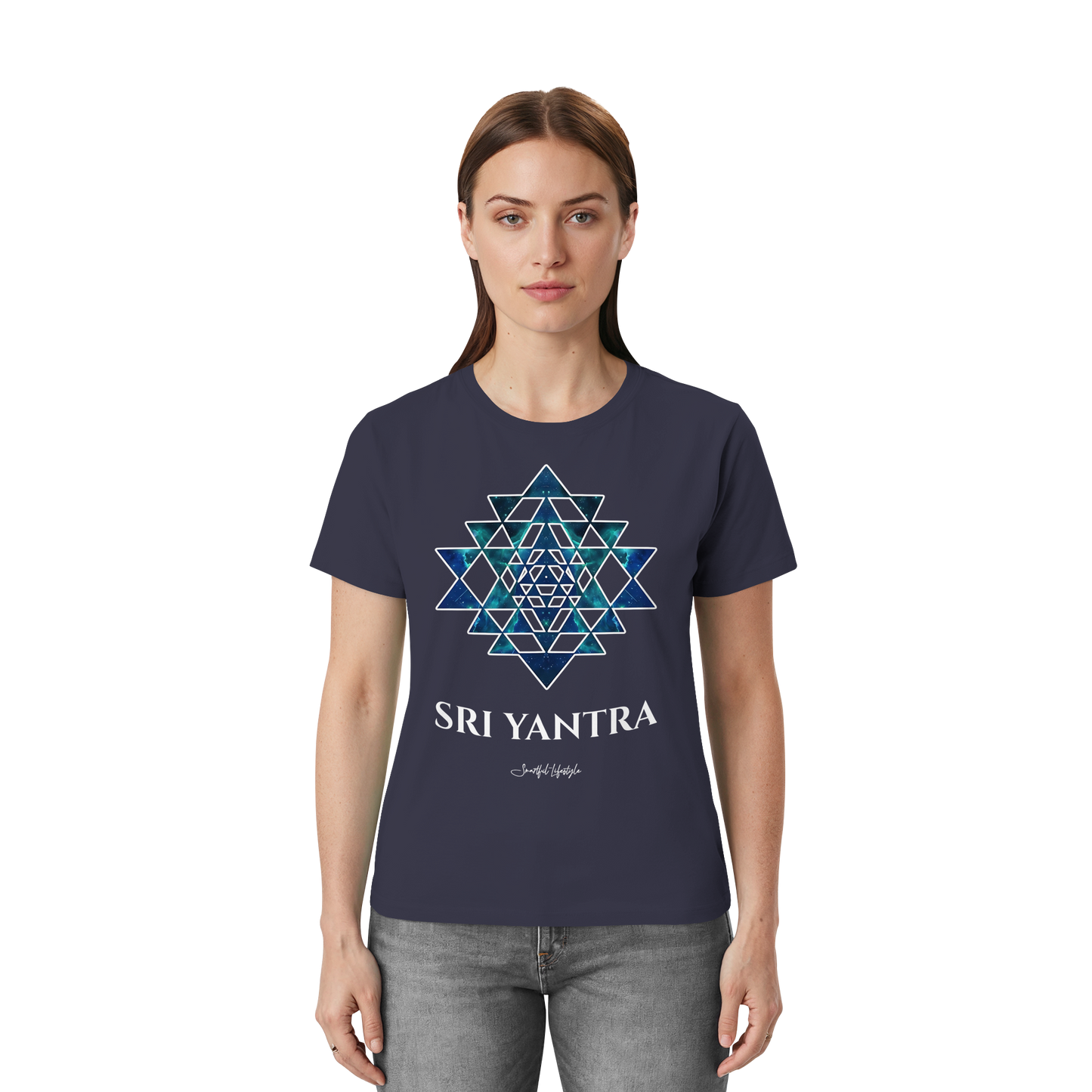 Stretch T-Shirt | Sri Yantra – Cosmic Blue ☆
