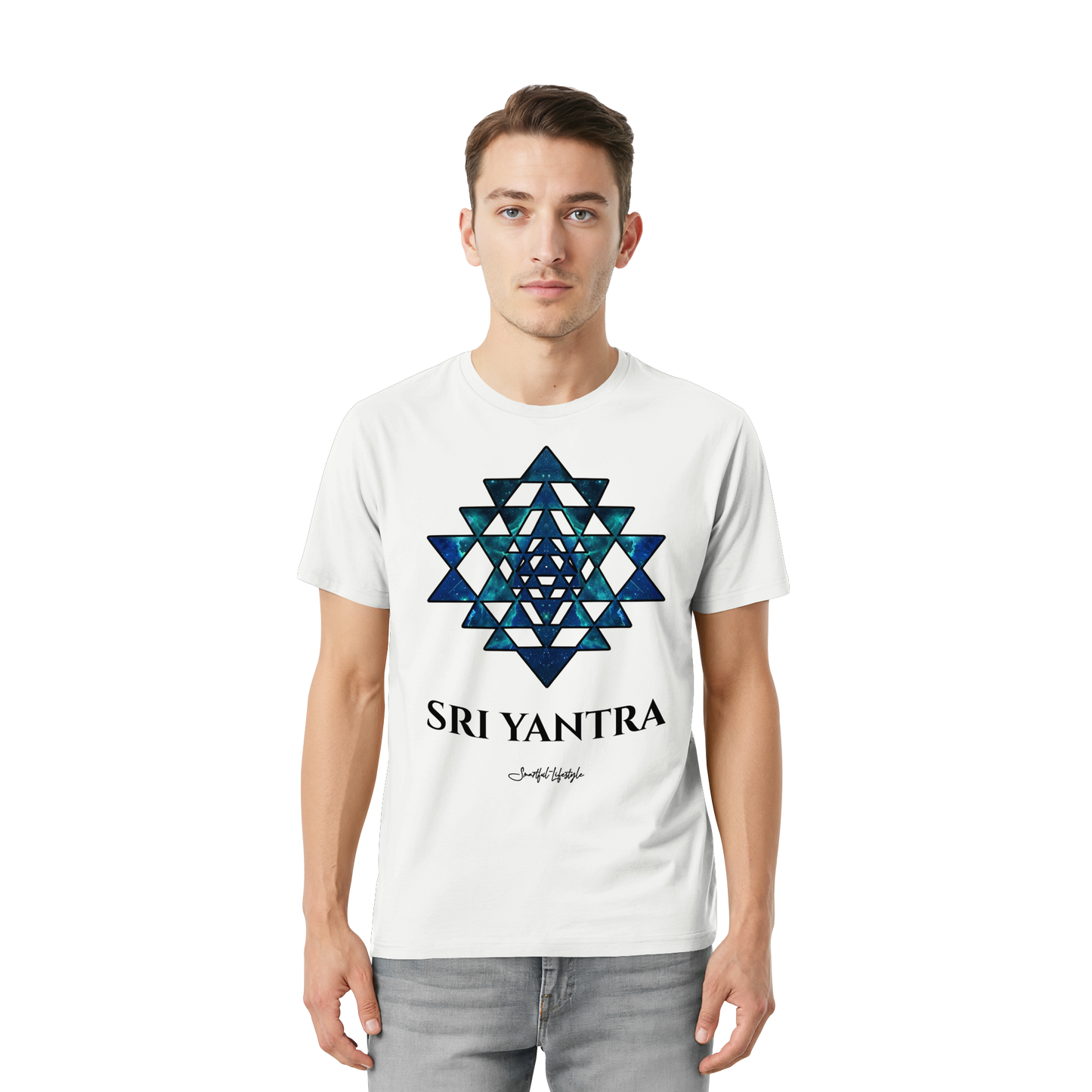 Stretch T-Shirt | Sri Yantra – Cosmic Blue ☆
