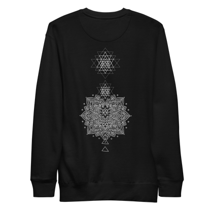 Premium Sweatshirt | Sri Yantra – Bewusstsein erschafft Realität Blau