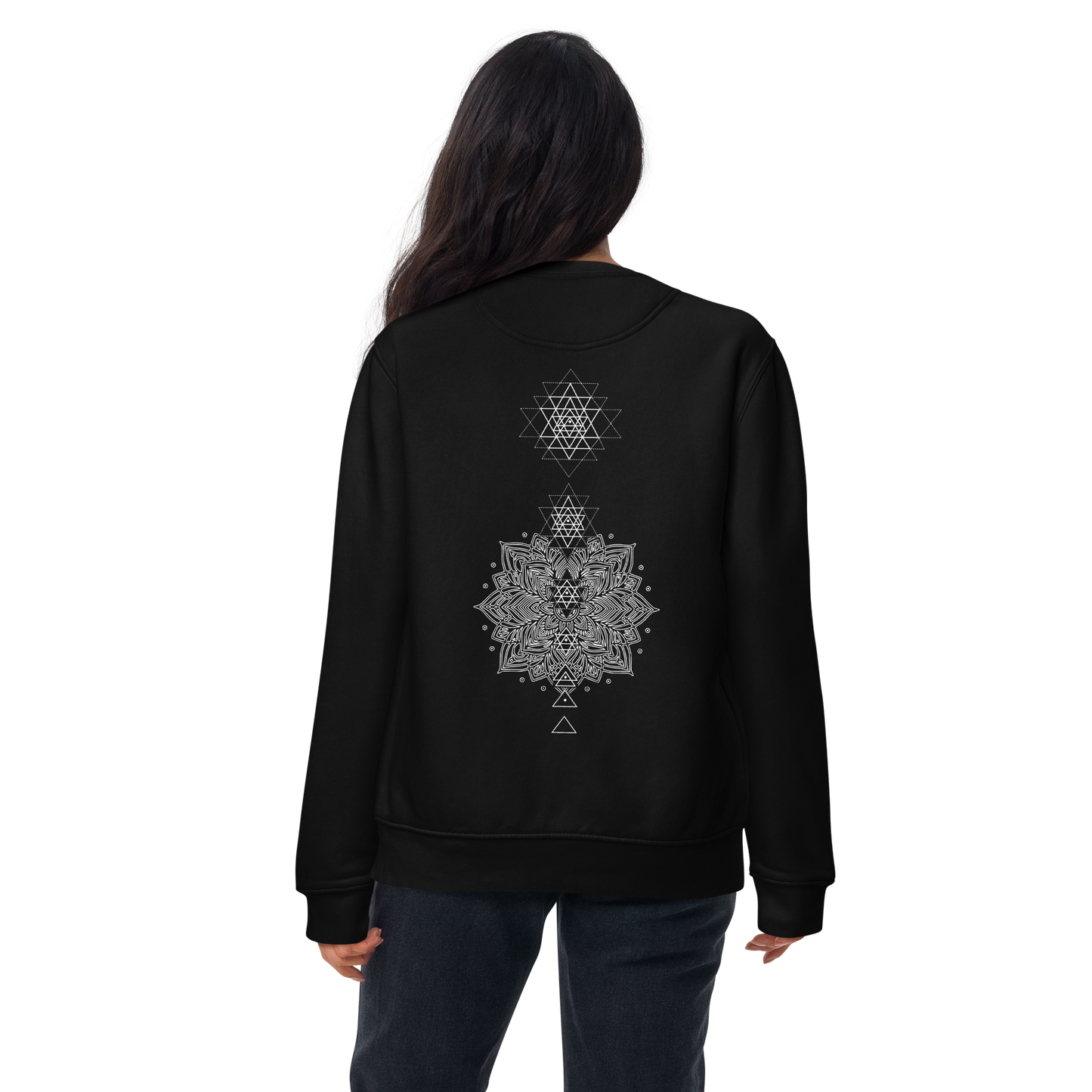 Premium Sweatshirt | Sri Yantra – Bewusstsein erschafft Realität Blau