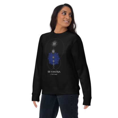 Premium Sweatshirt | Sri Yantra – Bewusstsein erschafft Realität Blau