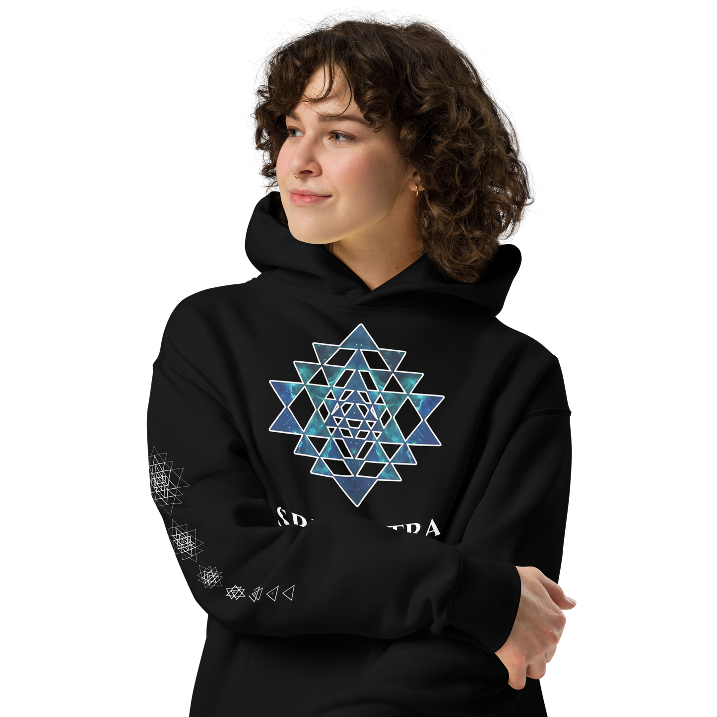 Oversized Cotton Hoodie | Sri Yantra - Cosmic Blue ☆