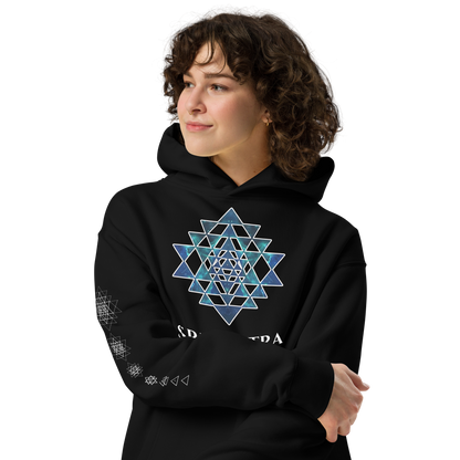 Oversized Cotton Hoodie | Sri Yantra - Cosmic Blue ☆