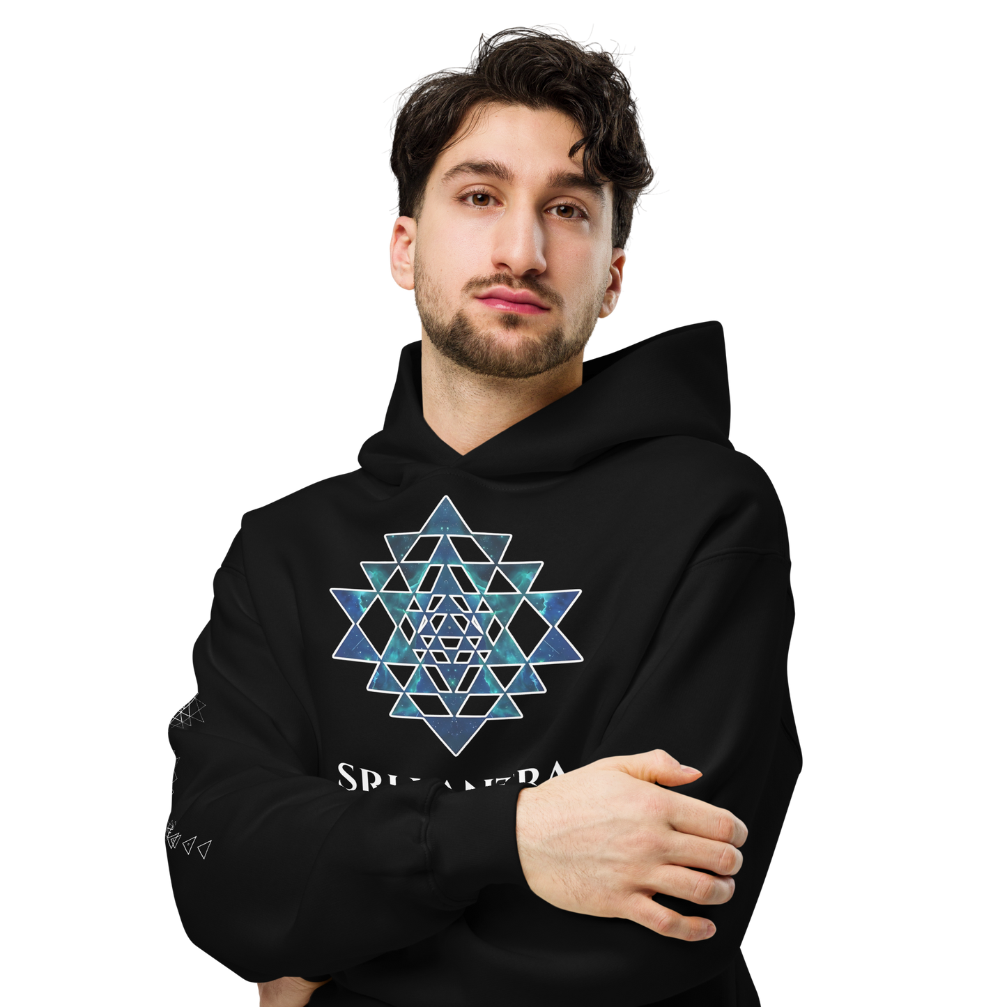 Oversized Cotton Hoodie | Sri Yantra - Cosmic Blue ☆