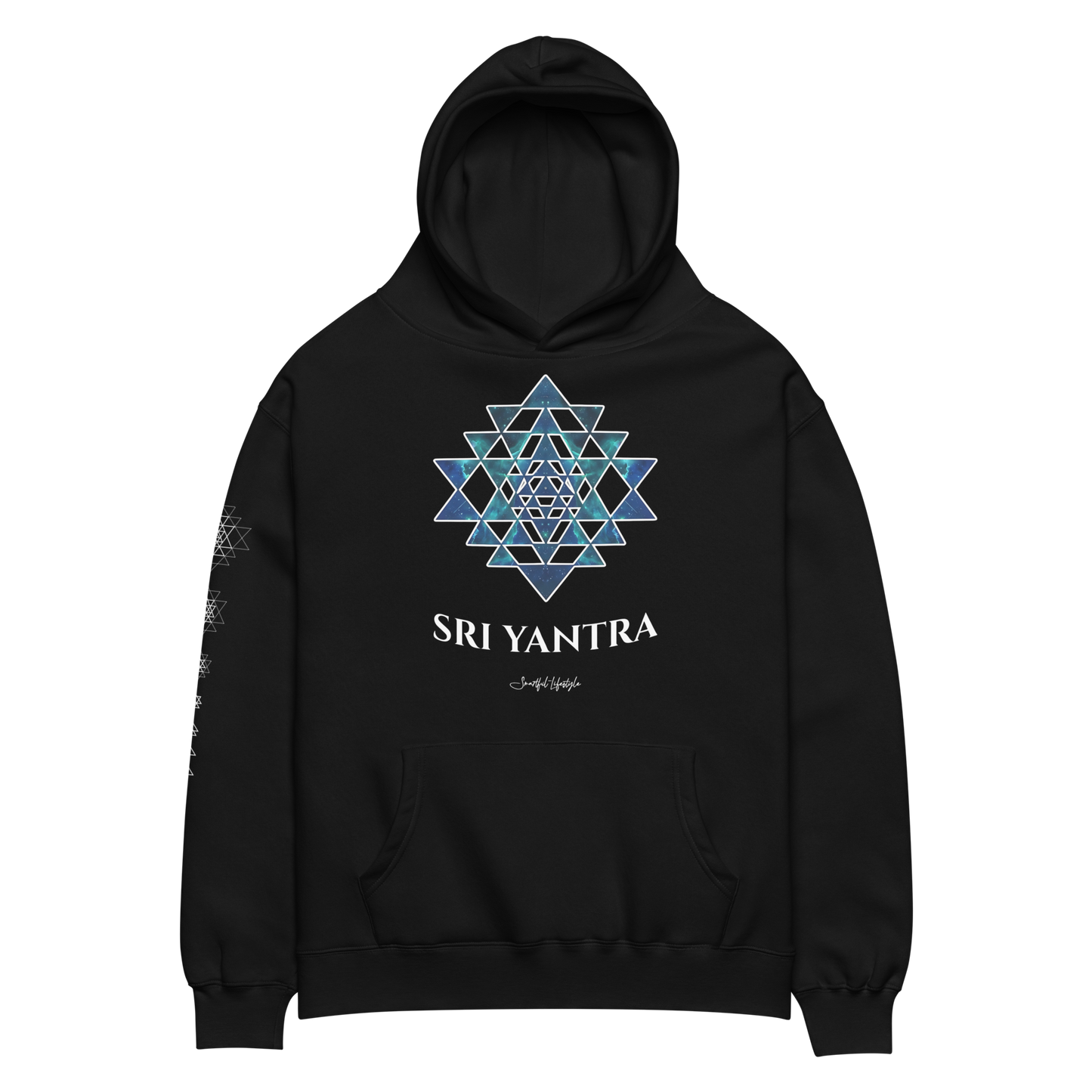 Oversized Cotton Hoodie | Sri Yantra - Cosmic Blue ☆