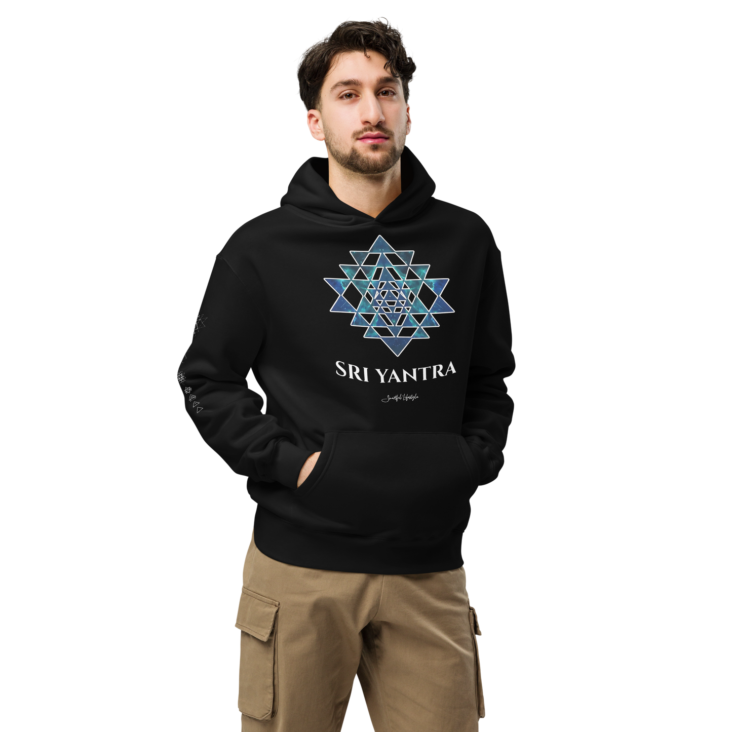 Oversized Cotton Hoodie | Sri Yantra - Cosmic Blue ☆