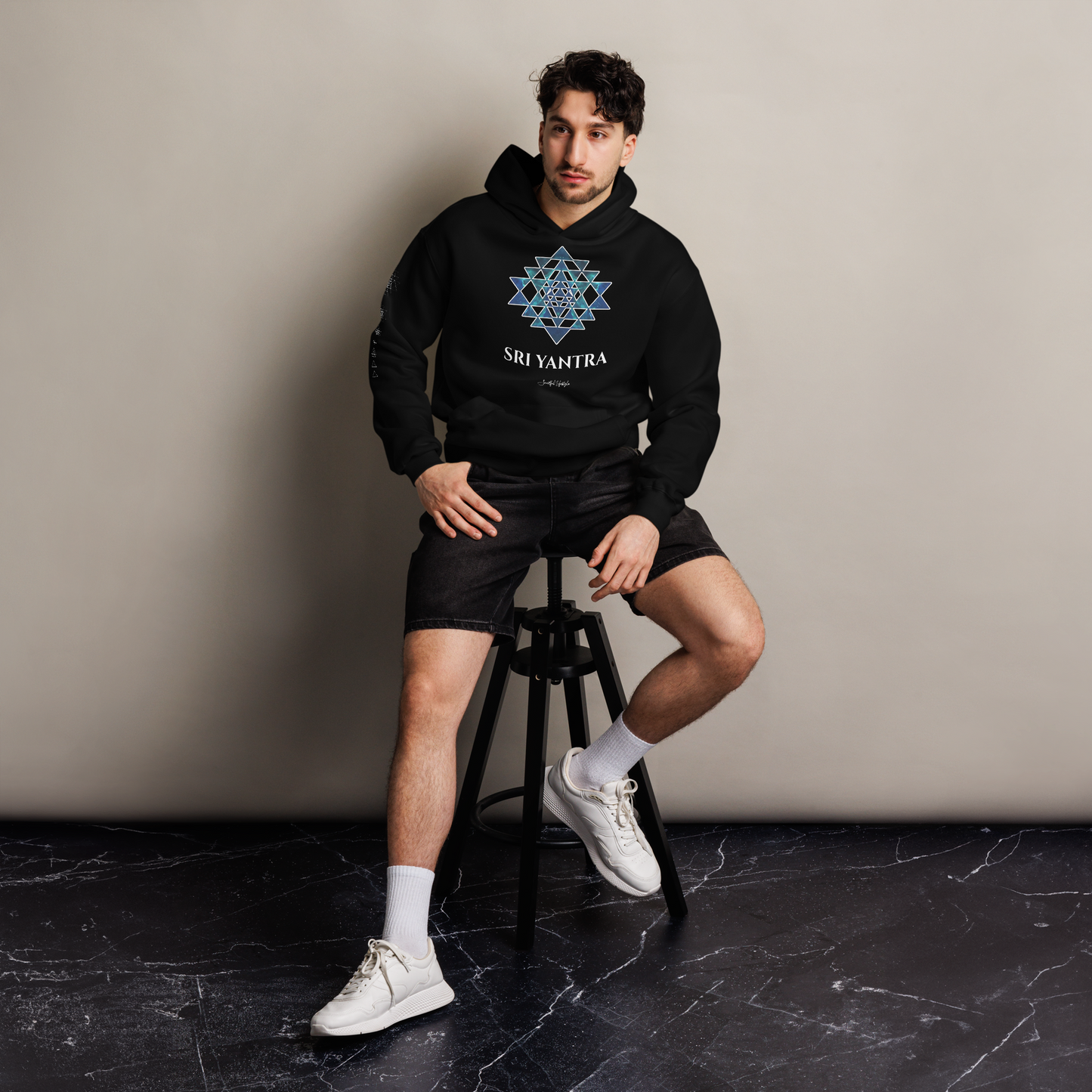 Oversized Cotton Hoodie | Sri Yantra - Cosmic Blue ☆