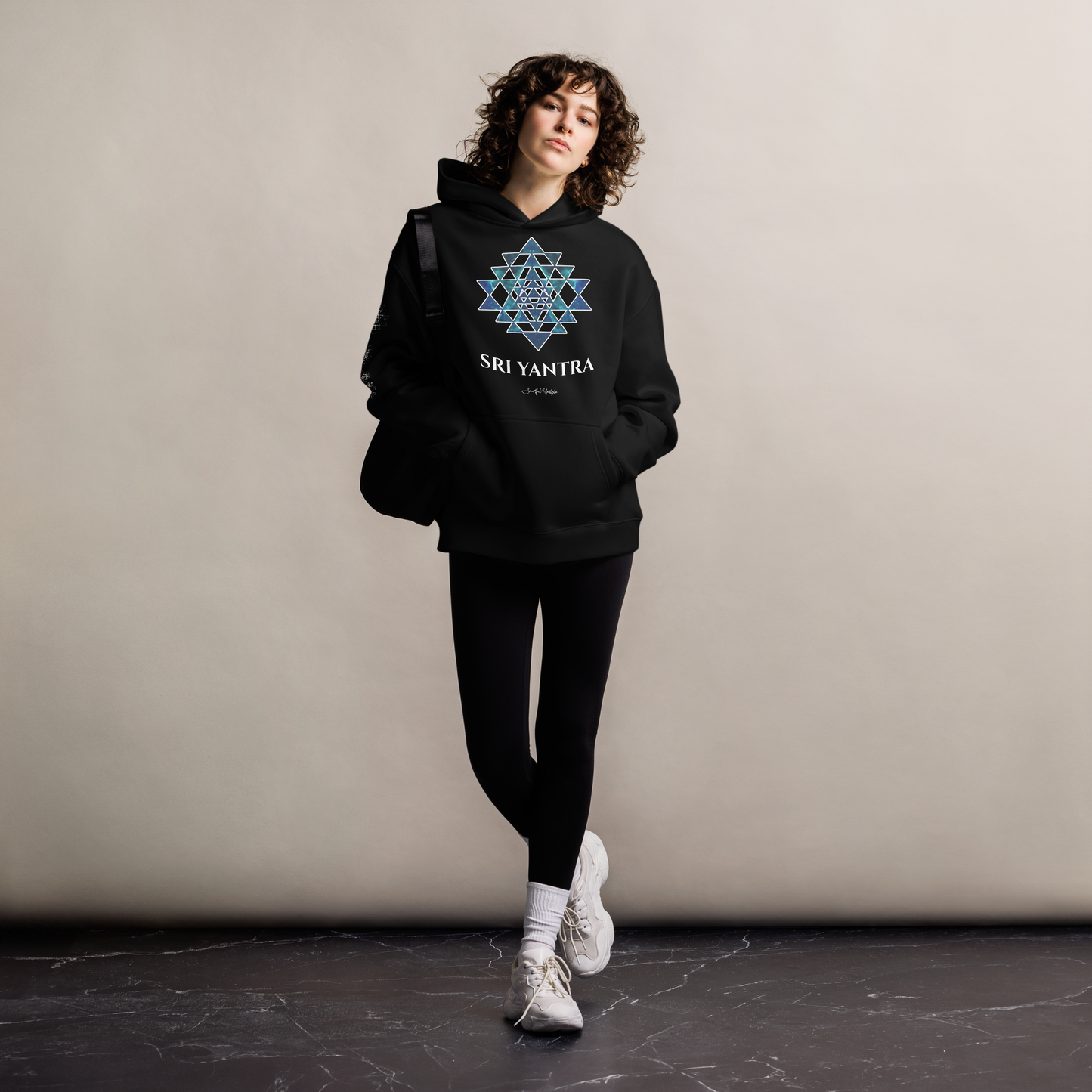 Oversized Cotton Hoodie | Sri Yantra - Cosmic Blue ☆