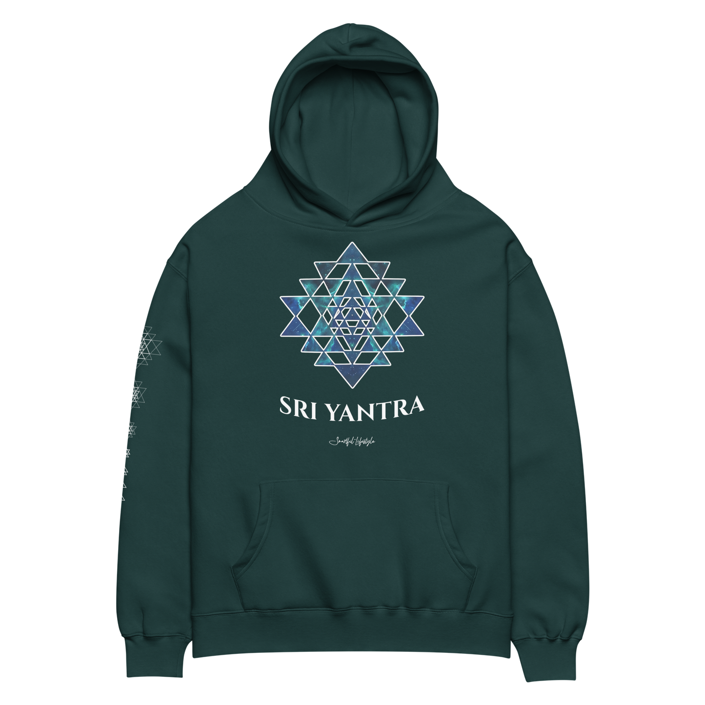 Oversized Cotton Hoodie | Sri Yantra - Cosmic Blue ☆