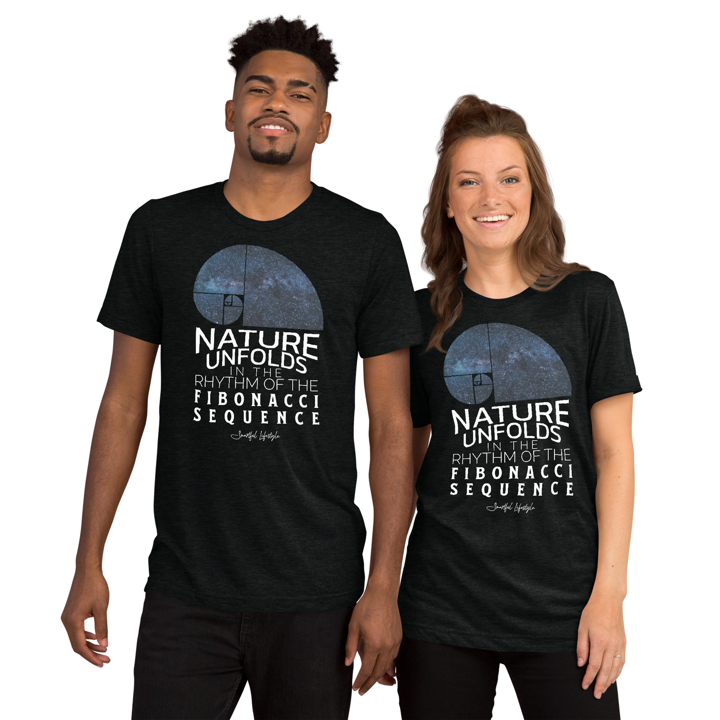 Tri-Blend T-Shirt | Nature unfolds the Fibonacci Sequence - Blue