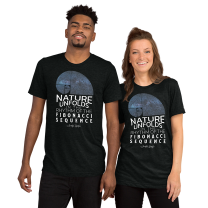 Tri-Blend T-Shirt | Nature unfolds the Fibonacci Sequence - Blue