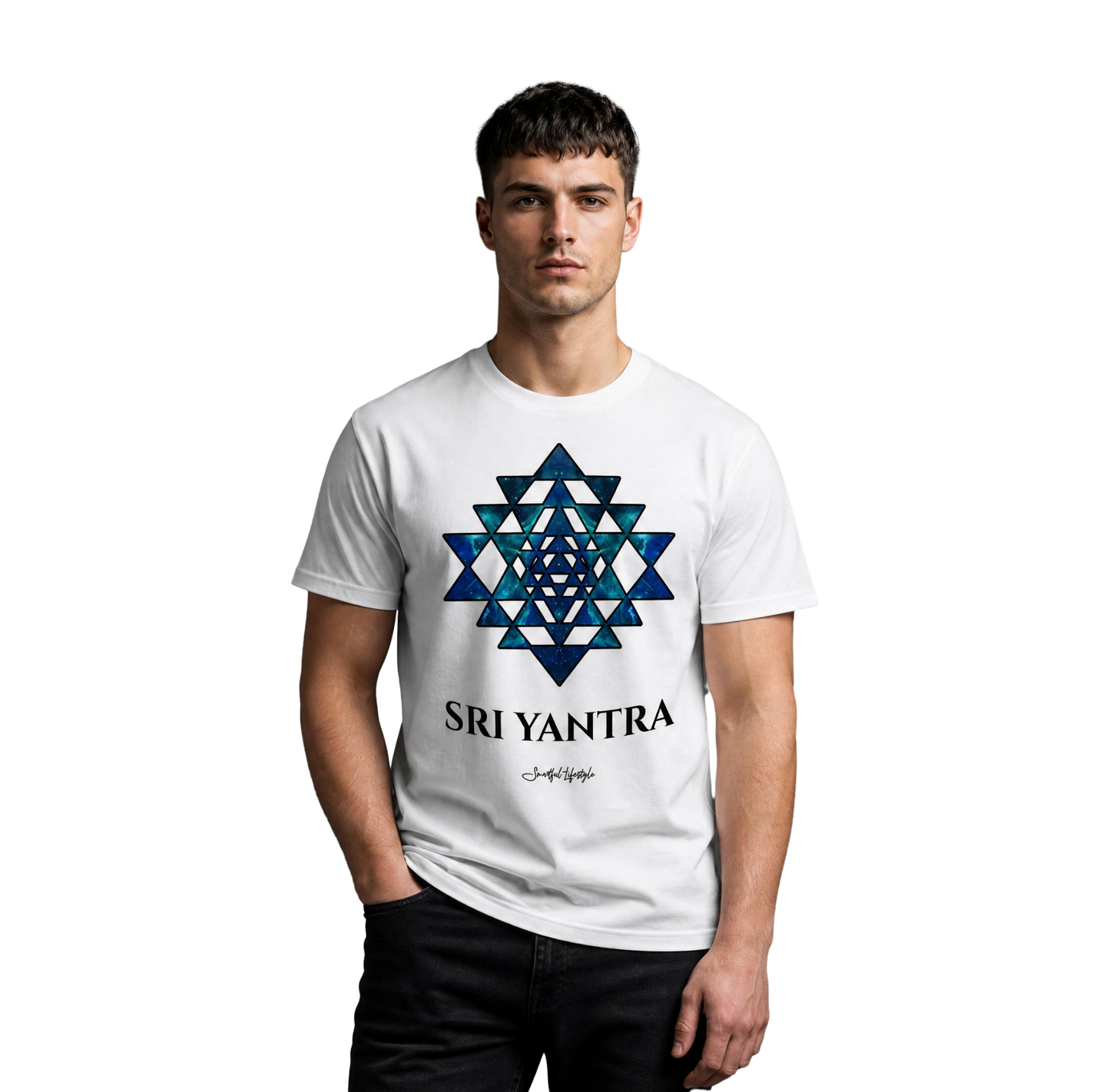 Eco T-Shirt | Sri Yantra – Cosmic Blue ☆