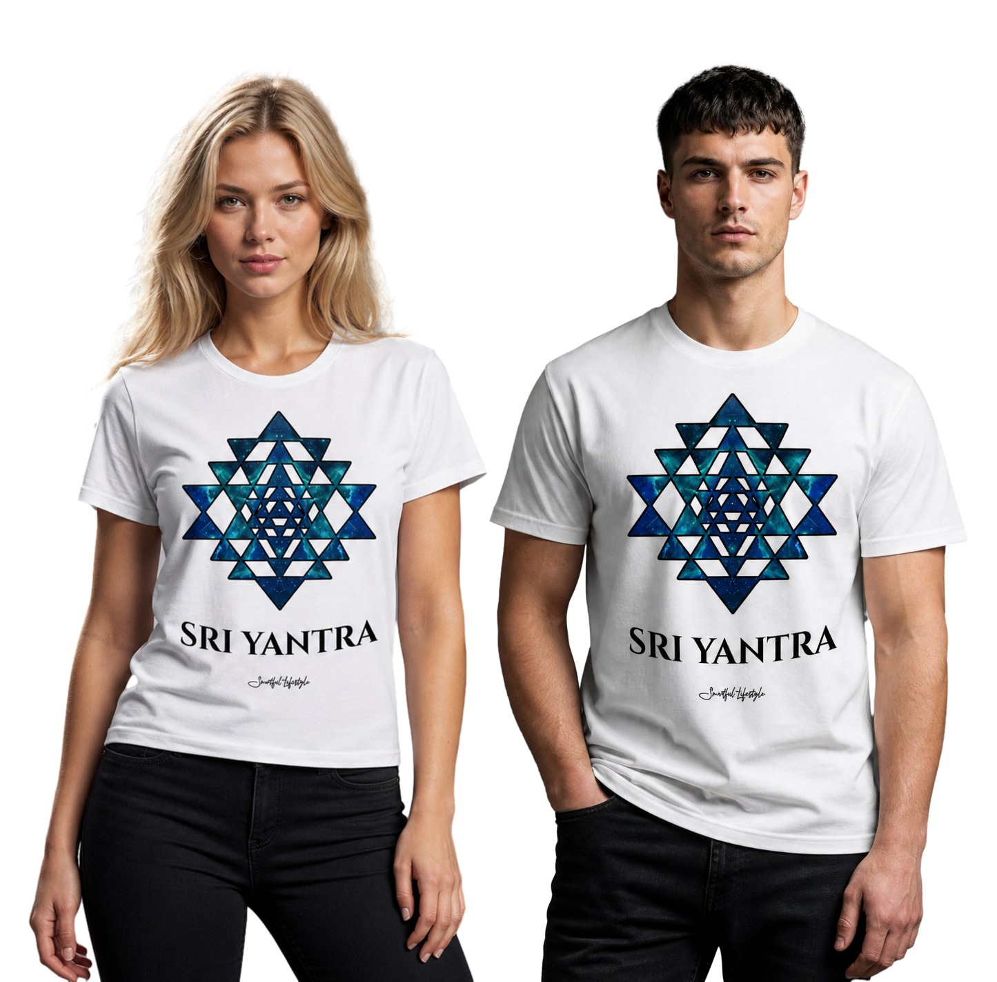 Eco T-Shirt | Sri Yantra – Cosmic Blue ☆