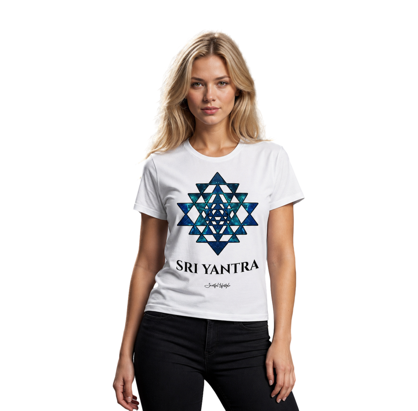 Eco T-Shirt | Sri Yantra – Cosmic Blue ☆